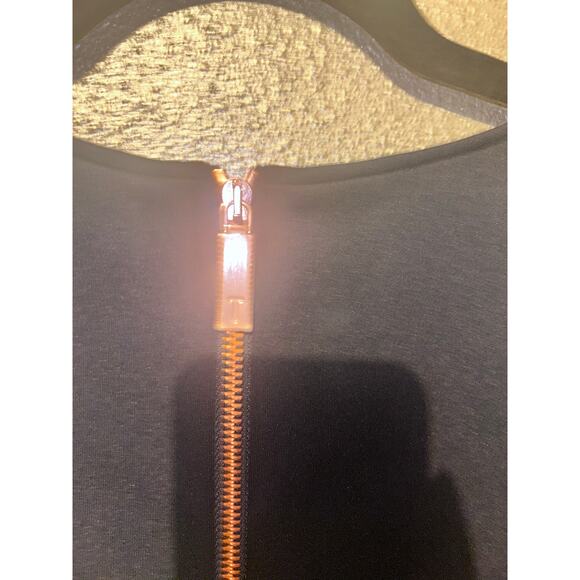 Ted Baker Deneese Black Skater Dress Sz 10 Ruffle Sleeves Pockets Rose Gold Zip - Picture 13 of 16